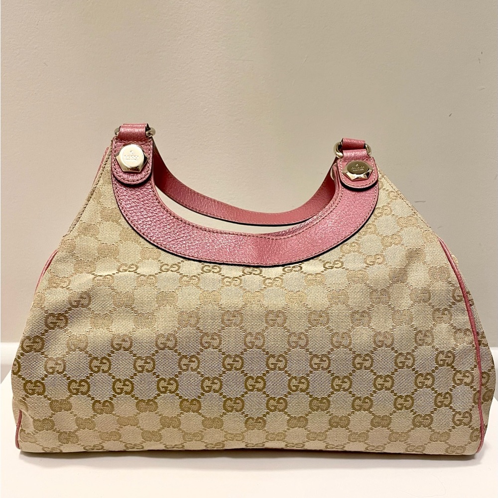Gucci GG Canvas Medium Hobo Bag in Beige and Pink - Picture 2 of 6